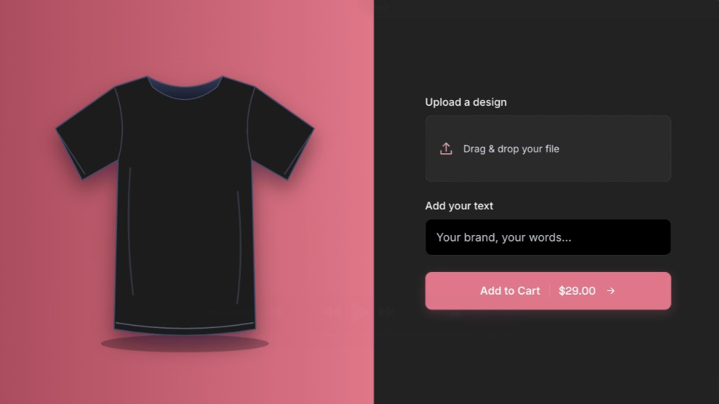 WooCommerce product personalisation configuring a custom t-shirt
